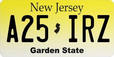NJ license plate A25IRZ