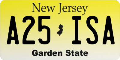 NJ license plate A25ISA