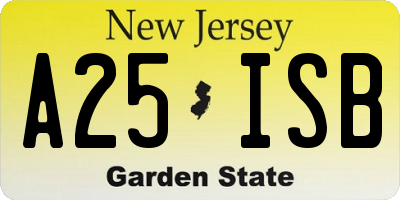 NJ license plate A25ISB
