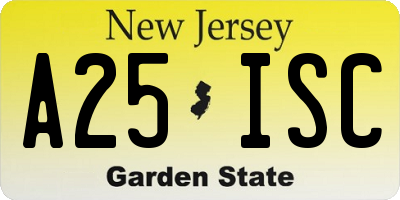 NJ license plate A25ISC