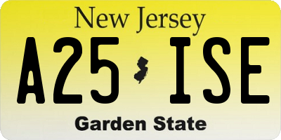 NJ license plate A25ISE