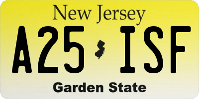 NJ license plate A25ISF