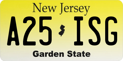 NJ license plate A25ISG