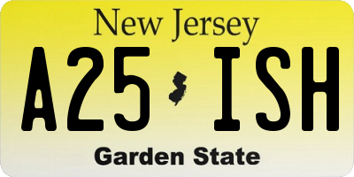 NJ license plate A25ISH