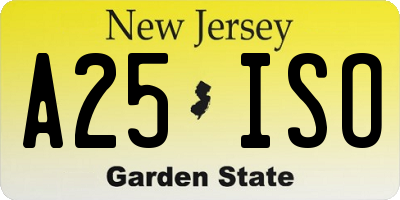 NJ license plate A25ISO