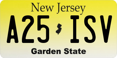 NJ license plate A25ISV