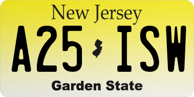 NJ license plate A25ISW