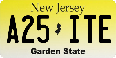 NJ license plate A25ITE