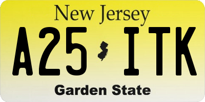 NJ license plate A25ITK