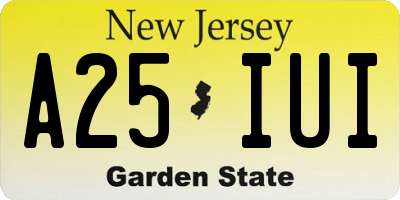 NJ license plate A25IUI