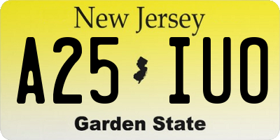 NJ license plate A25IUO