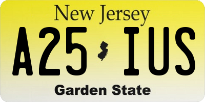 NJ license plate A25IUS