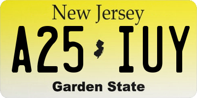 NJ license plate A25IUY