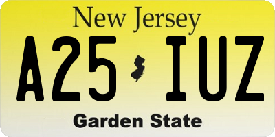 NJ license plate A25IUZ