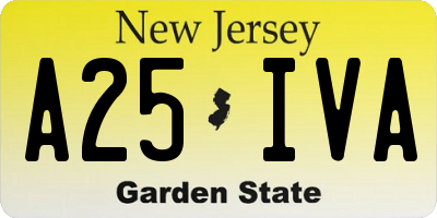 NJ license plate A25IVA
