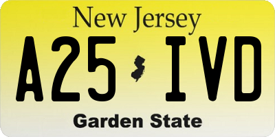 NJ license plate A25IVD
