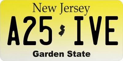 NJ license plate A25IVE