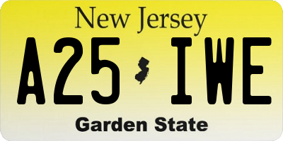NJ license plate A25IWE