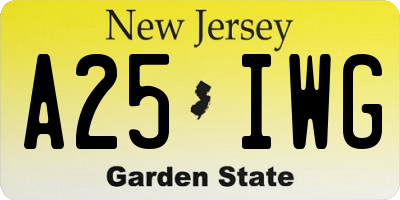 NJ license plate A25IWG