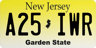 NJ license plate A25IWR