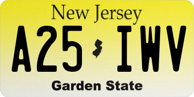 NJ license plate A25IWV