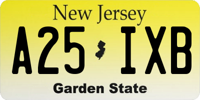 NJ license plate A25IXB