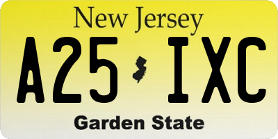 NJ license plate A25IXC
