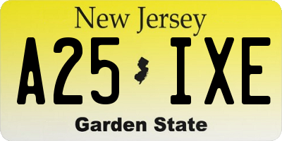 NJ license plate A25IXE
