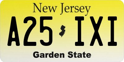 NJ license plate A25IXI