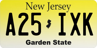NJ license plate A25IXK