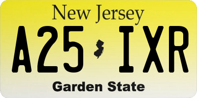 NJ license plate A25IXR