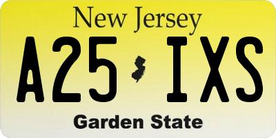 NJ license plate A25IXS