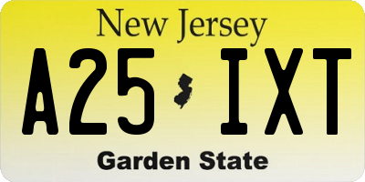 NJ license plate A25IXT