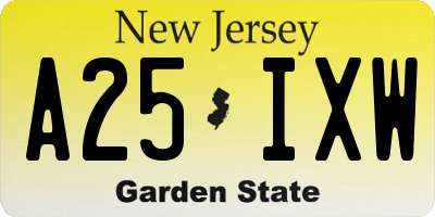 NJ license plate A25IXW