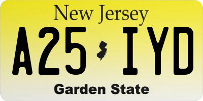 NJ license plate A25IYD