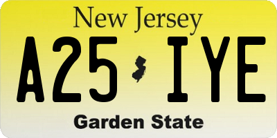 NJ license plate A25IYE