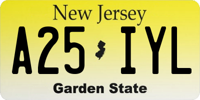 NJ license plate A25IYL