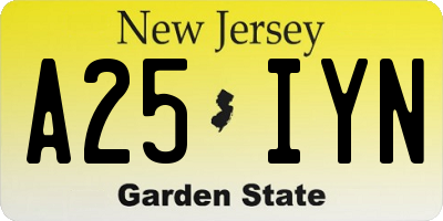 NJ license plate A25IYN