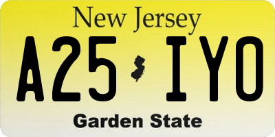 NJ license plate A25IYO
