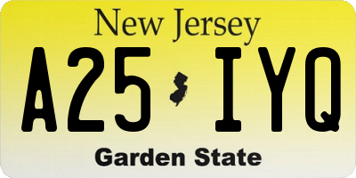 NJ license plate A25IYQ