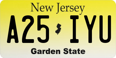 NJ license plate A25IYU
