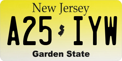 NJ license plate A25IYW