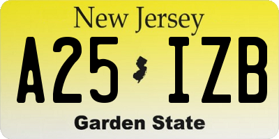 NJ license plate A25IZB