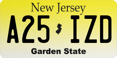 NJ license plate A25IZD