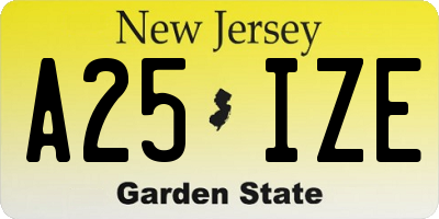 NJ license plate A25IZE
