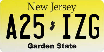 NJ license plate A25IZG