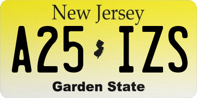 NJ license plate A25IZS