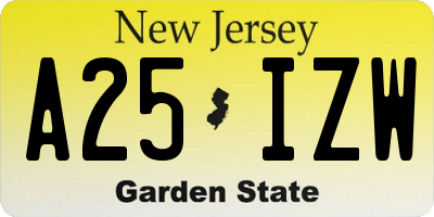 NJ license plate A25IZW