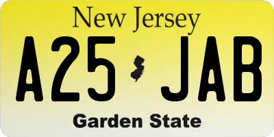 NJ license plate A25JAB
