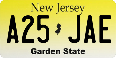 NJ license plate A25JAE